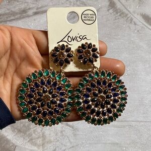 Green and Blue Statement Earrings